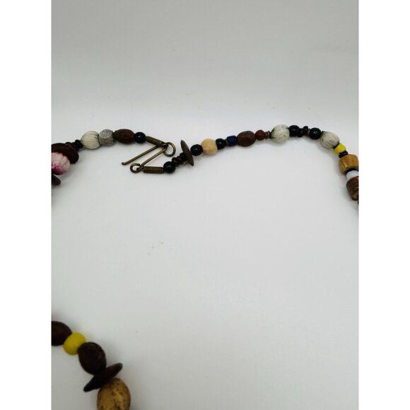 Multi Color Wood Bead Long Necklace 28” Boho Bohemian - Picture 5 of 5